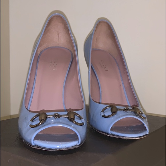 Gucci Patton horse bit open toes pump sky blue - Picture 2 of 3